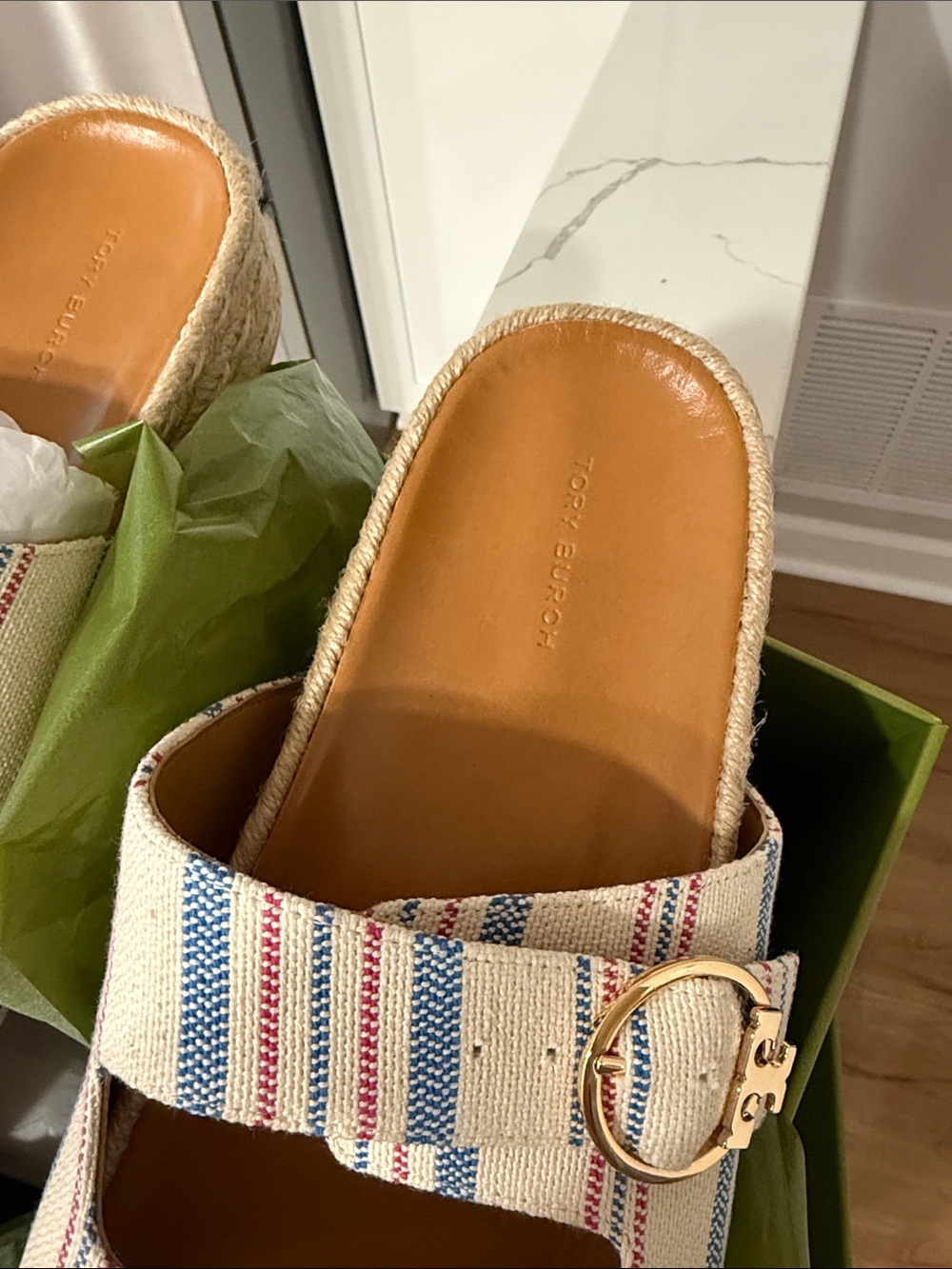 Tory Butch -Buckle Espadrille Slide Sandals!!! - Picture 2 of 4